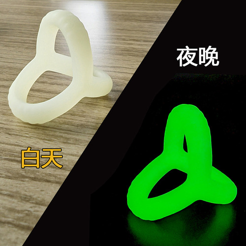 Cross-border luminous sperm locking ring for men, silicone three-ring couple penis exerciser, delay ring, penis night vision ring