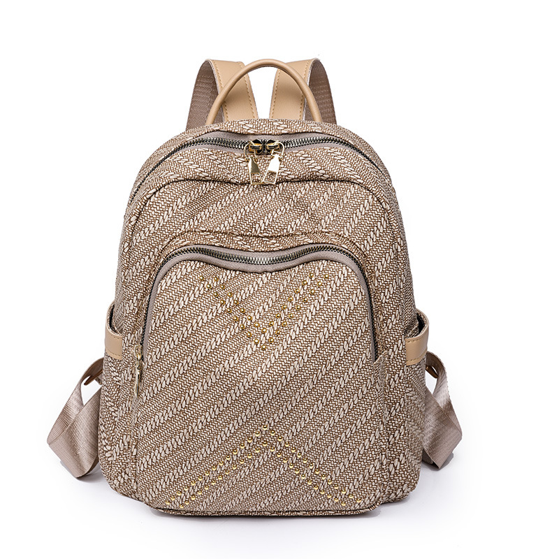 2023 primavera nueva mochila de cuero suave para mujer coreana moda urbana de gran capacidad remache mochila de viaje en nombre del cabello