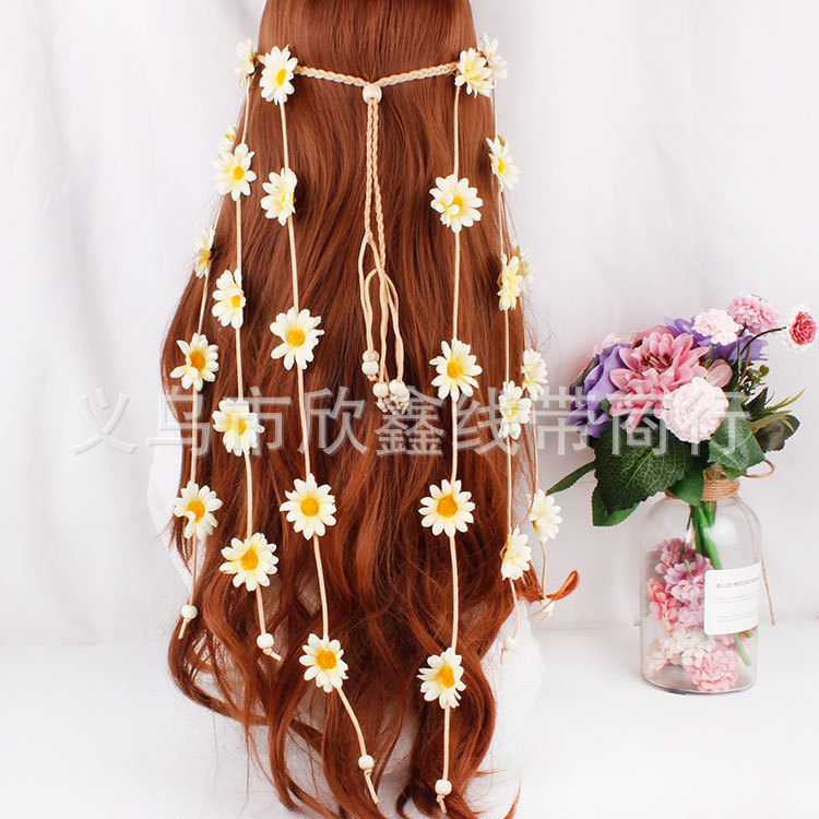 Banda para el cabello tocado guirnalda flor girasol Daisy diadema bohemio Anillo para el cabello Área escénica fabricantes de accesorios para el cabello suministro ahora