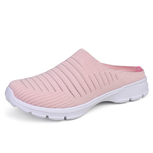 2022 Summer Women's Sports Slippers, Lazy Shoes, Flying Mesh Breathable Half-Slip Casual Walking Shoes, Large Size Couples