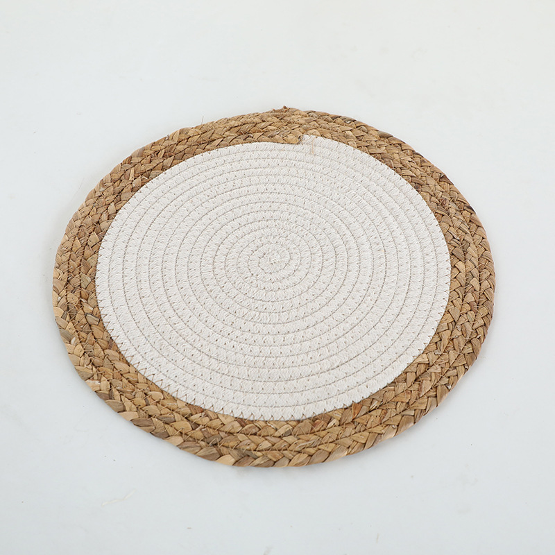 Picnic al aire libre espesado cattail tejido mantel aislamiento paja tejida hierba algodón hilo mantel nórdico hogar placemat
