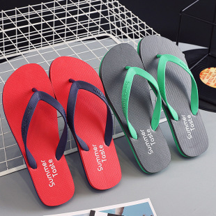 New Flip-Flops Men's Trendy Non-Slip Slippers Men's Clip Feet Distinctive Korean Style Summer Sandals Beach Shoes Clips for Outer Wear