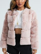 皮草销售仿皮草女装外套仿狐狸毛横拼接人造毛皮通勤欧美风新款