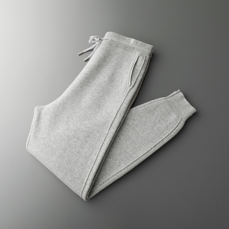 100% Pure Wool Sports Pants Thickened Autumn and Winter Cashmere Pants Men's Slimming Knitted Shrink Pants Outer Wear plus size 100% Pure Wool Sports Pants Thickened Autumn and Winter Cashmere Pants Men's Slimming Knitted Shrink Pants Outer Wear plus size