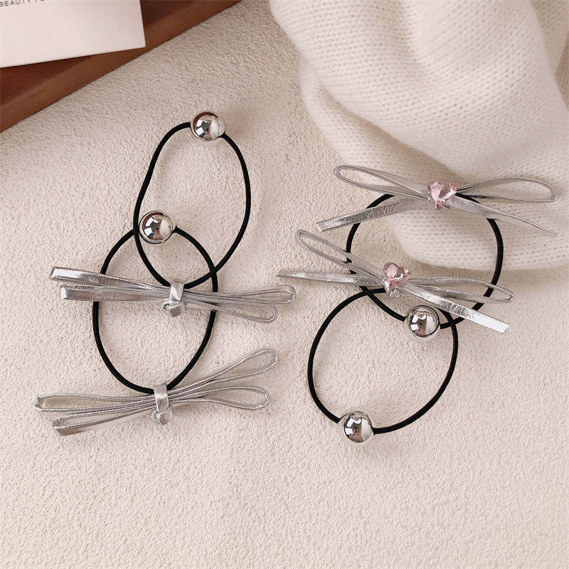 Dulce excepcional ~ alta sensación de arco plateado anillo de cabello simple para mujeres 2024 nuevo cuerdas de cabello de correa