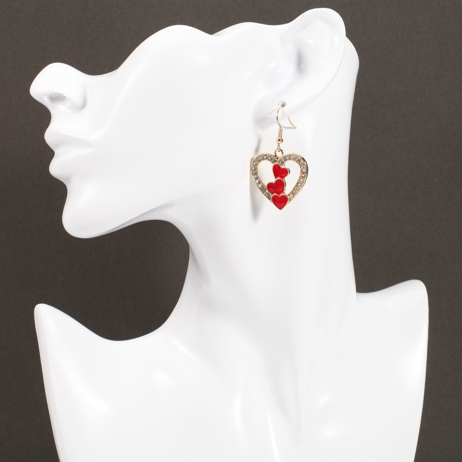 18g Weight Copper Ear Needle Material Rhinestones, Pearl Inlay Material Drop Earrings Classification 1 Pair Quantity Holiday, Daily Occasion Alloy Material Heart Shape Pattern Women's Gender Enamel, Inlay Design IG Style, Sweet Style 1 Pair IG Style Sweet Heart Shape Enamel Inlay Alloy Rhinestones Pearl Drop Earrings 16