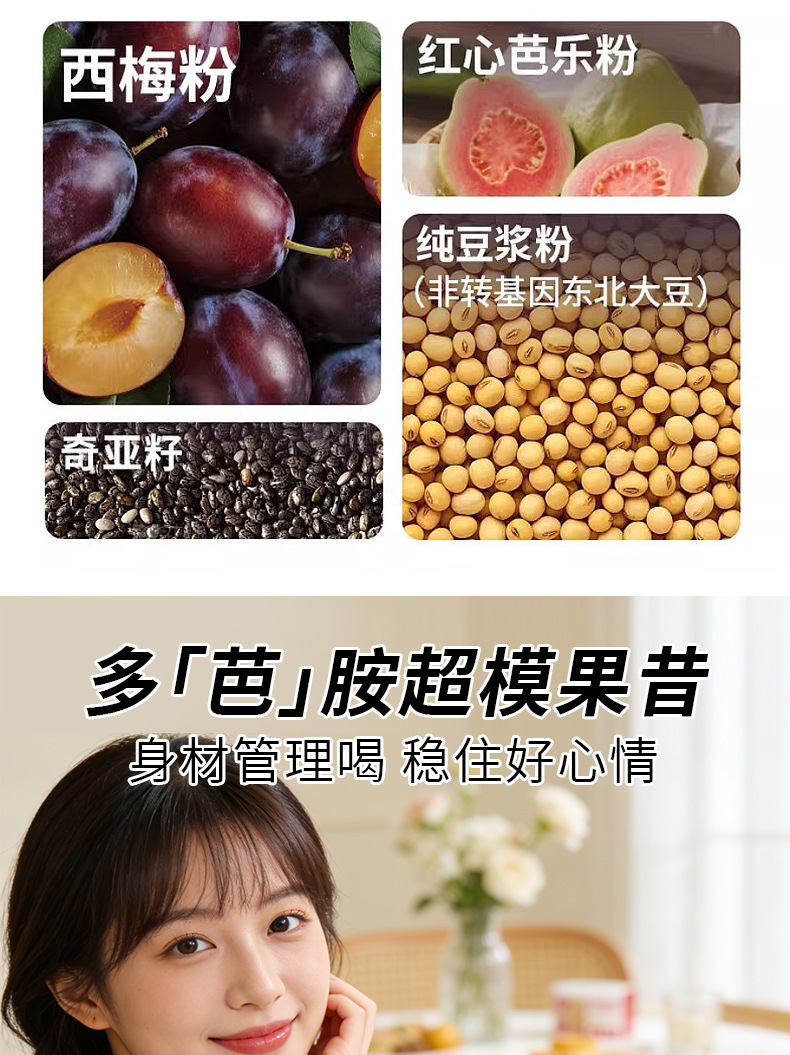 Prune Guava Chia Seed Soy Milk Powder 175g High Protein Instant Meal Replacement Drink key features