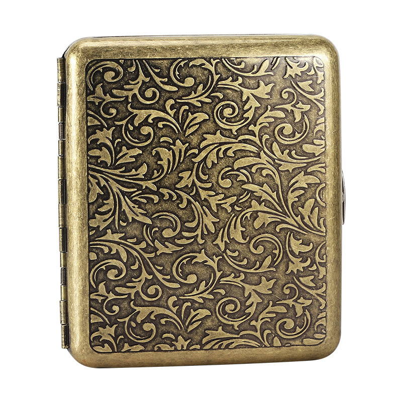 Guipai シガレットボックス 9010 金属両面フリップトップ 20 パックシガレットボックスブロンズ凝縮花自動タバコポータブルシガレットボックス|undefined