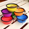 Cross -border silicone large pet bowl can be folded TPE pet food basin out to walk dog portable dog bowl dog supplies