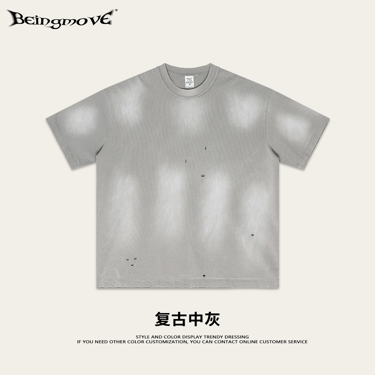 2025 verano pesado estilo parisino salpicaduras de tinta pantalones cortos de manga corta de algodón tee trajes para hombres y mujeres, exclusivamente para hombres transfronterizos