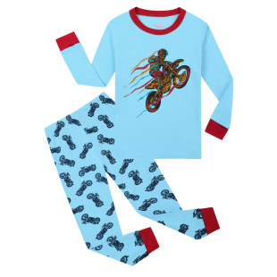 European and American Children's Clothing, Boys and Girls, Home Clothes, Pajamas, Cool Motorcycles, Air-Conditioned Clothes, Skin-Friendly and Warm Set