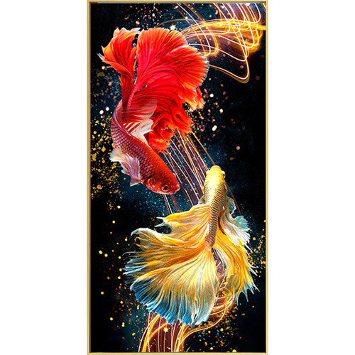5D Diamond Painting  New Full Drill Living Room Entrance Koi Fish Year After Year Point Drill Sticker DIY Cross-Stitch