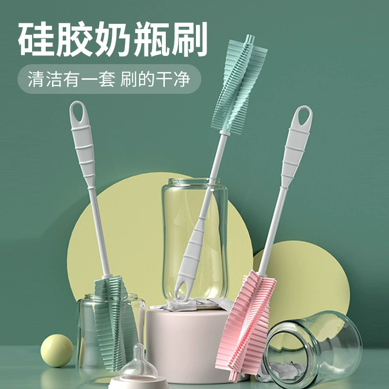 Бытовая силиконовая вращающаяся щетка для чашек с длинной ручкой, щетка для бутылок, щетка для чистки чашек-термосов с насадкой, производитель стеклянных чашек