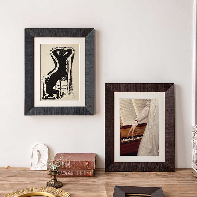 Solid Wood Black Photo Frame Wall Hanging High-End Vintage Outer Frame Puzzle Empty Frame Custom High-End Certificate Photo Frame