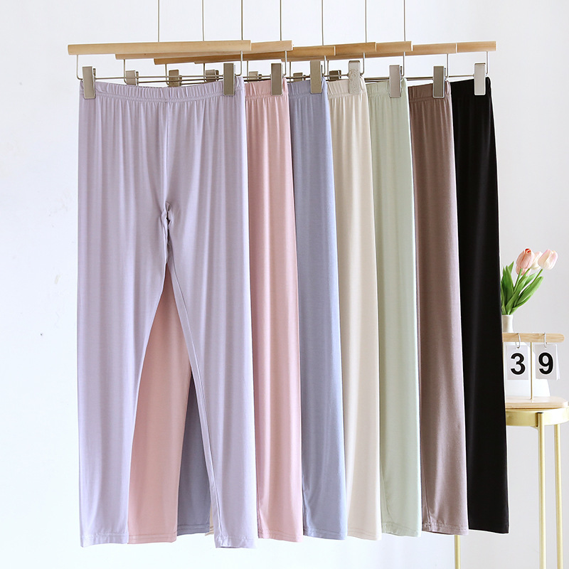 Spring and Autumn Modal Autumn Trousers Women's Simple Solid Color Leggings Elastic Waist Elastic Slim Fit Home Pants plus size