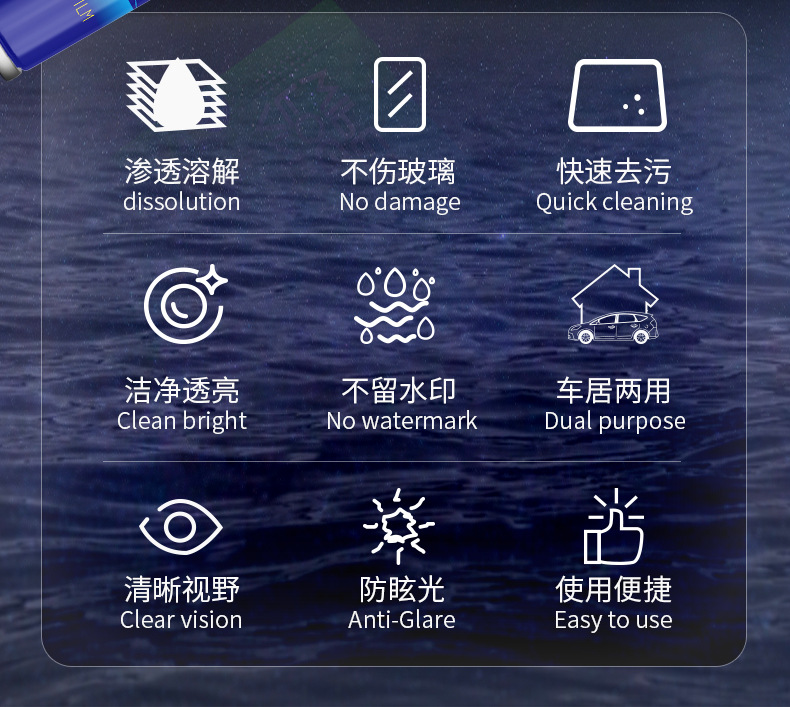 Oil Film Remover Car Windshield Anti-Flower Long-Lasting Car Window Removal Oil Film Rearview Mirror Wholesale