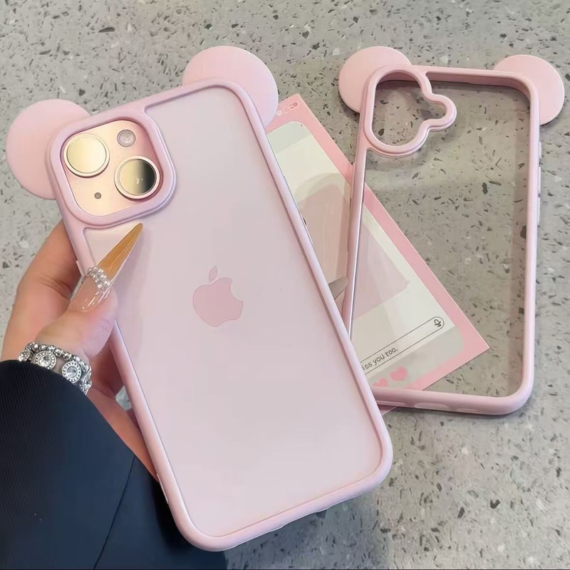 米奇耳朵适用iPhone16promax手机壳苹果15pro可爱14马卡龙13透明|undefined