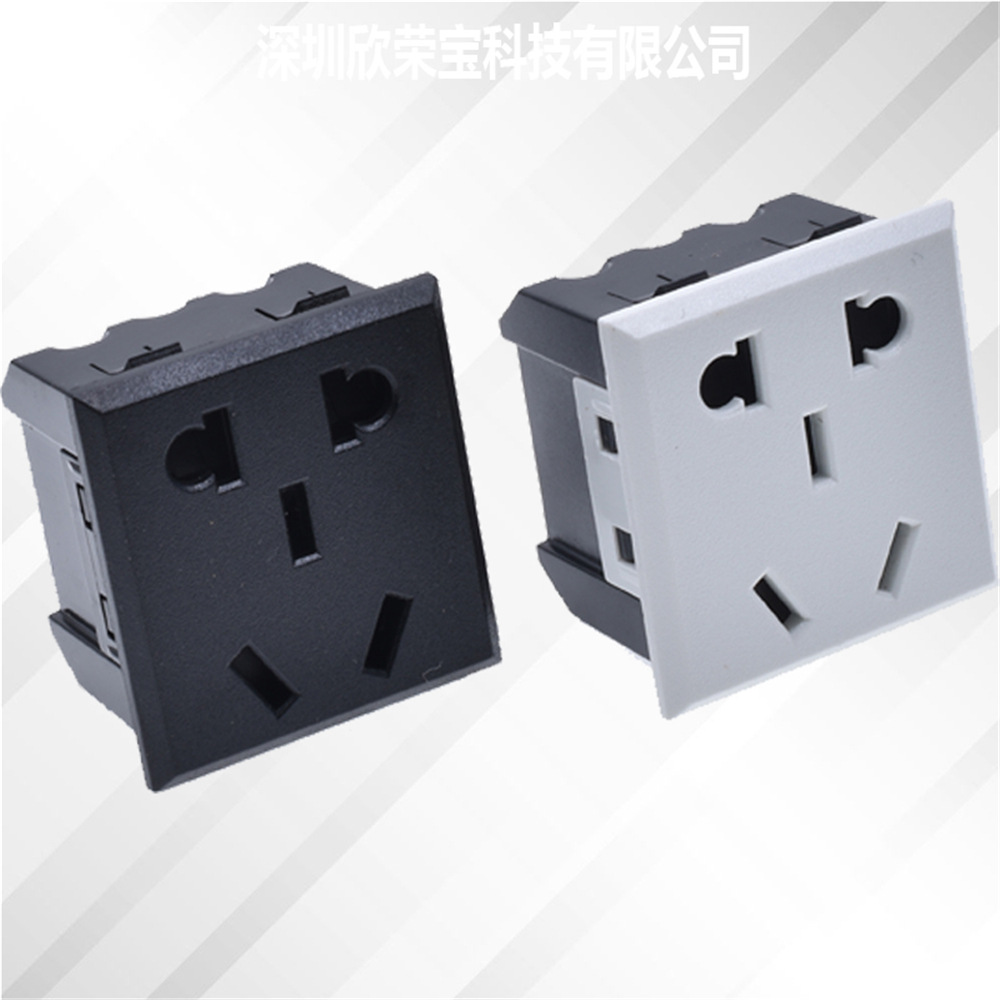 卡式二三孔电源插座带安全门桌面AC电源新国标二三孔小五孔保护门