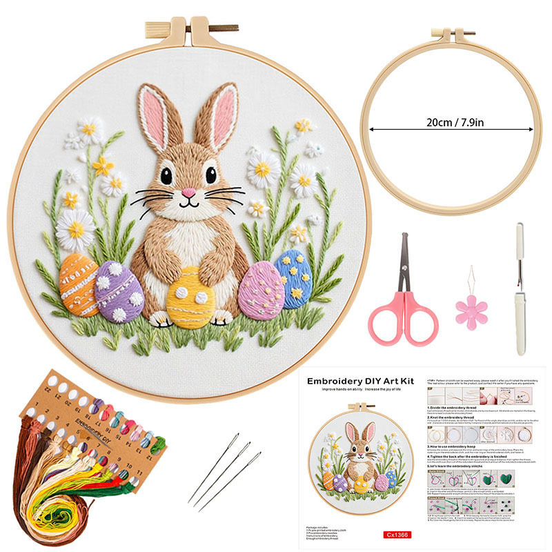 Nuevos productos originales de Pascua transfronteriza bordados diy conejo material de tela artesanal paquete de aguja artesanal creativa