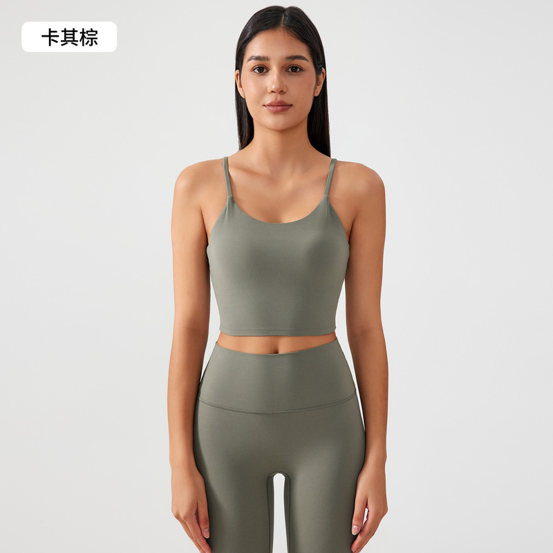 新款运动吊带背心女一体杯防震聚拢收副乳美背健身瑜伽文胸AG002|undefined