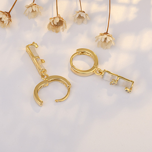 14K gold plated new style earrings cat's eye bamboo retro style earrings fashionable temperament versatile earrings for women