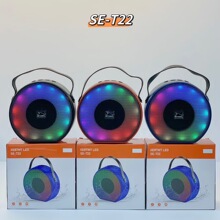 跨境新款SE-T22迷你手提蓝牙音箱户外便携式RGB灯桌面插卡小音响