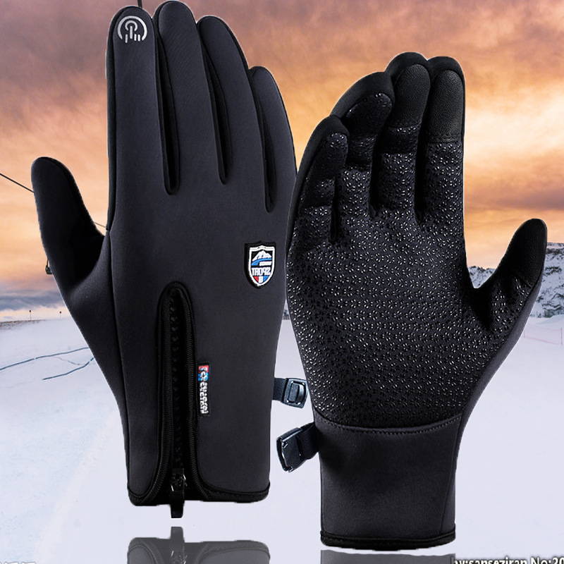 跨境滑雪手套男士盾牌防水保暖冬季加绒户外盾标骑行防风手套女式