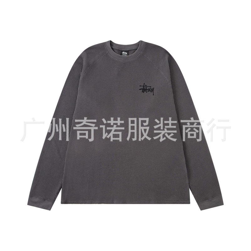 跨境高品 美式2025 秋季系列 logo徽标设计水洗插肩袖360克华夫格|undefined