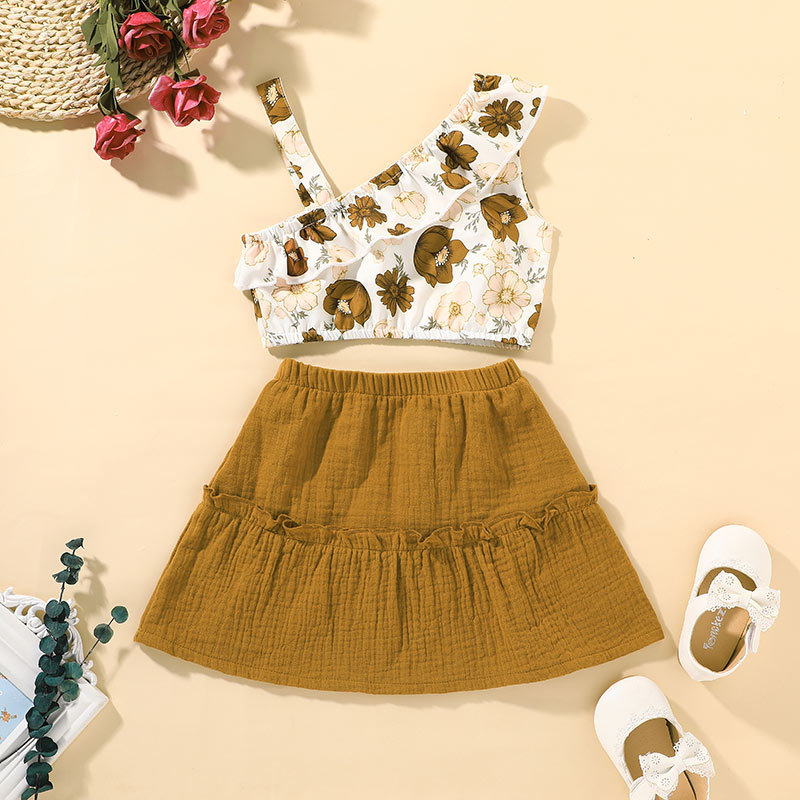 2021 European And American Children's Clothing Summer Printing Overall Dress Set Girls' Fashion Skirt Suit Girls' Baby Girls' Skirt Summer display picture 3