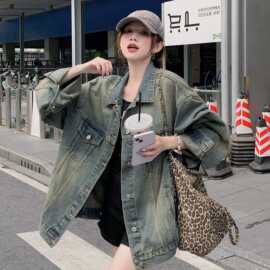 水洗复古美式牛仔外套女高街宽松情侣休闲宽松百搭上衣图片色