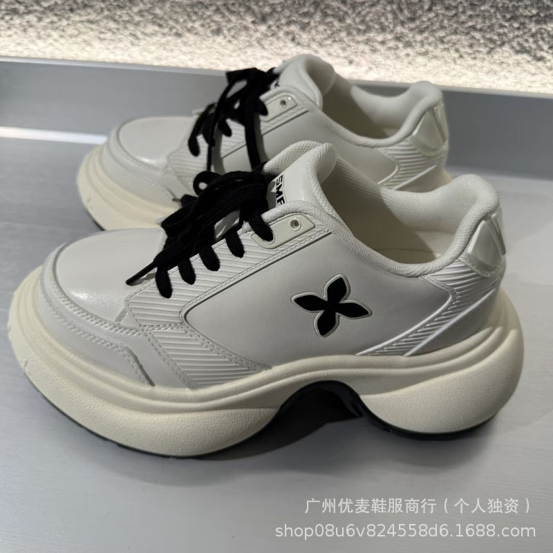 高バージョンのX-SMFK2025の春の新型の百合のさざ波の白黒の十字の花のスポーツのタイプのカジュアルなお父さんの靴|undefined