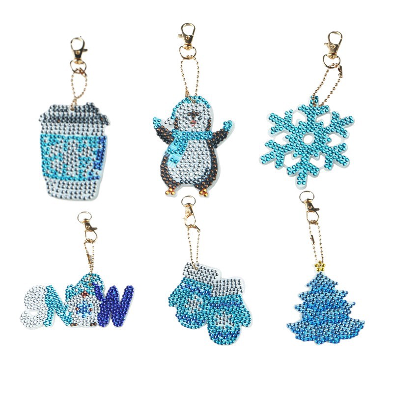 Transfronterizos Diy nuevo diamante de Navidad pintado llavero tamaño de perforación especial para niños bolsas de regalo colgante