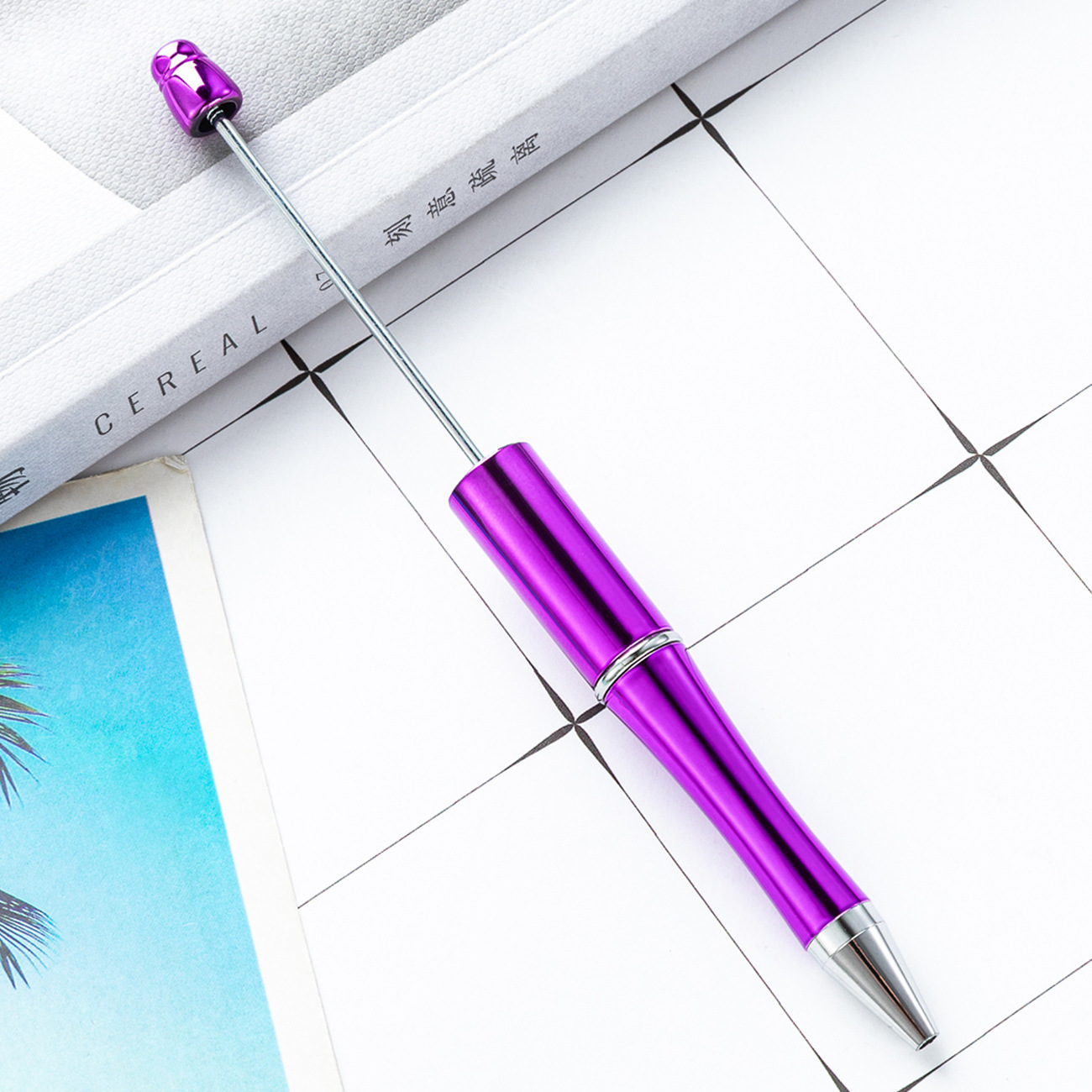 Nuevo bolígrafo de cuentas en stock UV galvanizado DIY creativo bolígrafo de cuentas de plástico imprimible al por mayor bolígrafo