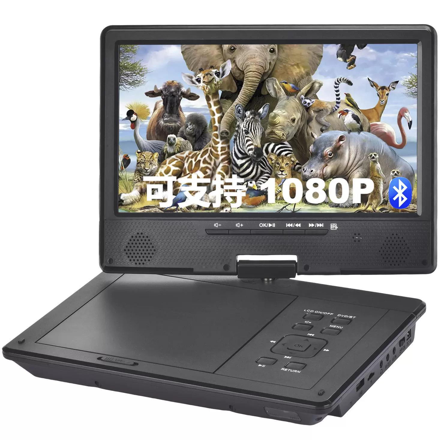 Полноформатный портативный мобильный Bluetooth DVD-плеер для автомобиля 12-дюймов, домашний CD-видeо диск
