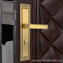 新中式双开门入户仿古别墅大门锁卧室静音磁吸房间门锁家用通用型