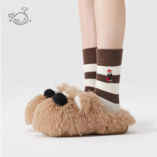 Cute Plush Cotton Slippers Indoor Home Non-slip Warm Mao Mao Slippers for Men and Women Couple Winter Scrub Puppy Cotton Shoes