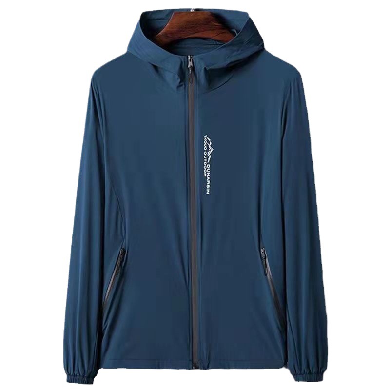 새로운 여름 아이스 실크 통기성 태양 보호 의류 남성용 경량 캐주얼 태양 보호 낚시 의류 얇은 유행 남성 후드 자켓