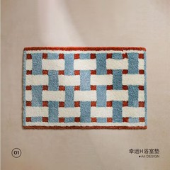 中古风浴室地垫耐脏吸水仿羊绒地垫家用卫生间进门垫易清洗防滑垫
