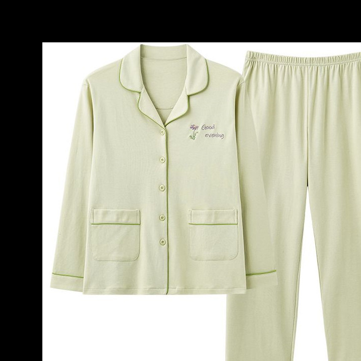 Pijamas de nuevo estilo para mujer primavera y otoño cardigan de manga larga de gran tamaño, las madres de mediana edad pueden usar trajes exteriores, servicio a domicilio de alta gama