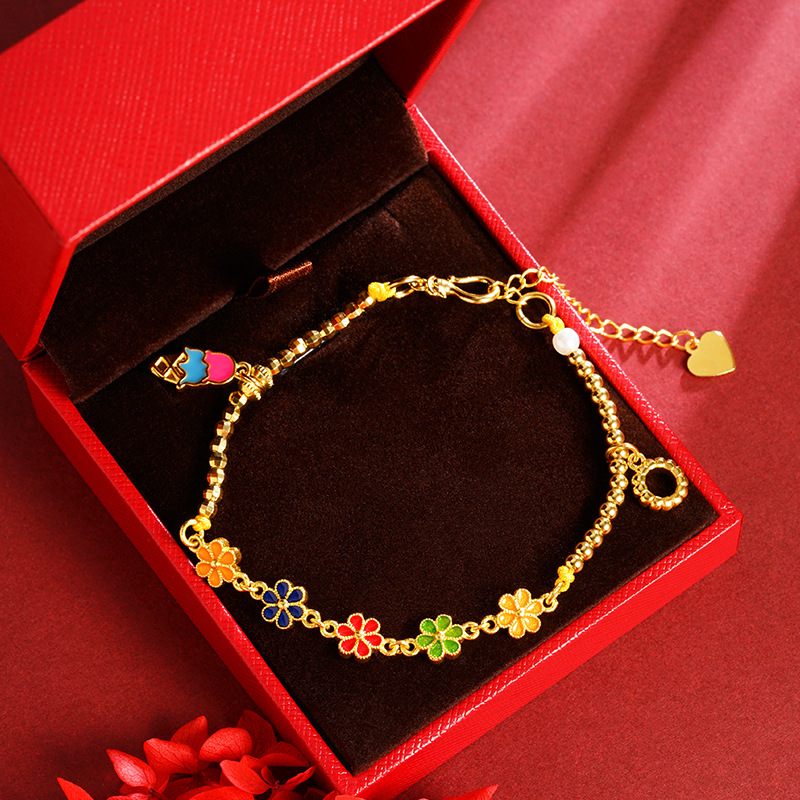 Vietnam oro de oro goteo de aceite de flores ligeras de lujo nicho pulsera de alto rendimiento no se desvanecerá fabricantes de joyas