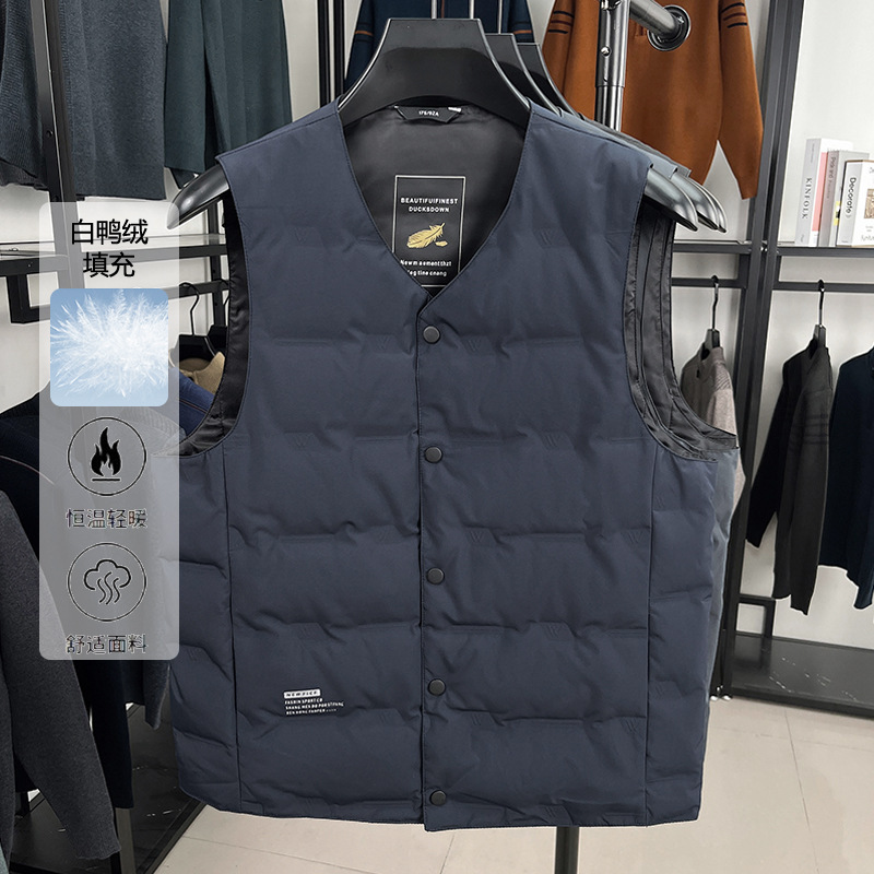 Autumn and Winter down Vest for Middle-Aged and Elderly Men, Inner Wear Vest, Dad's Warm Cotton Vest, Large Size Vest for the Elderly Lh
