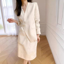 2025秋秋新款气质提花显瘦中式复古花纹西装外套半身裙套装女1719