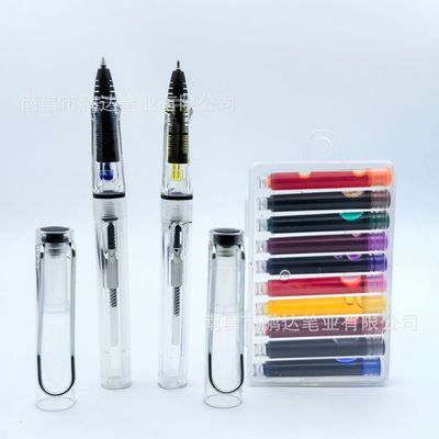 墨囊走珠签字笔 子弹头0.5mm针头0.38mm办公可填充墨水圆珠笔批发