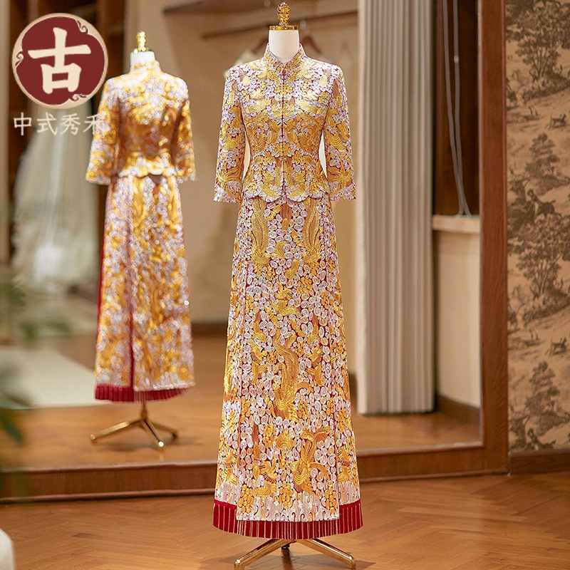 High-End Dragon and Phoenix Embroidered Wedding Dress 2025 New Chinese Wedding Bride's Gown Imperial Gown Toast Dress