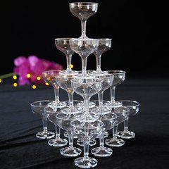 亚克力加厚香槟杯塑料高脚杯庆典开业酒吧酒杯婚庆道具香槟塔杯子