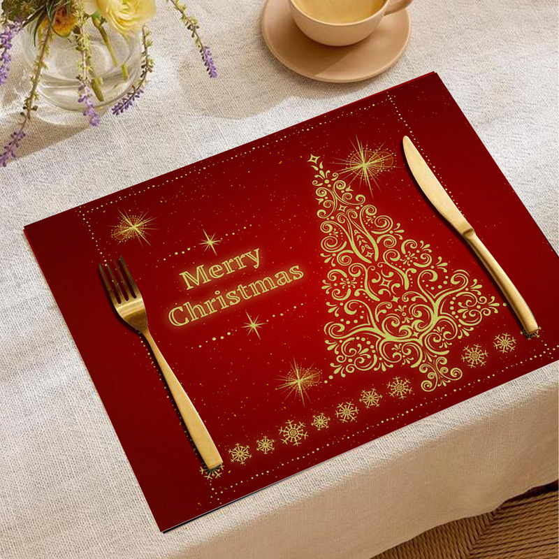 Jity Amazon 人気のクリスマスプレースマット レストラン雰囲気レイアウト テーブルマット リネンプリント断熱マット 洋食マット|undefined