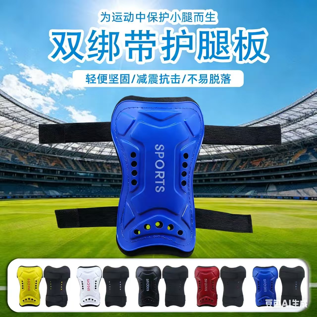 Double-Row Strap-On Shin Guards, Reinforced and Thickened, Durable Football Shin Guards, Suitable for Children and Adults, Calf and Shin Protection