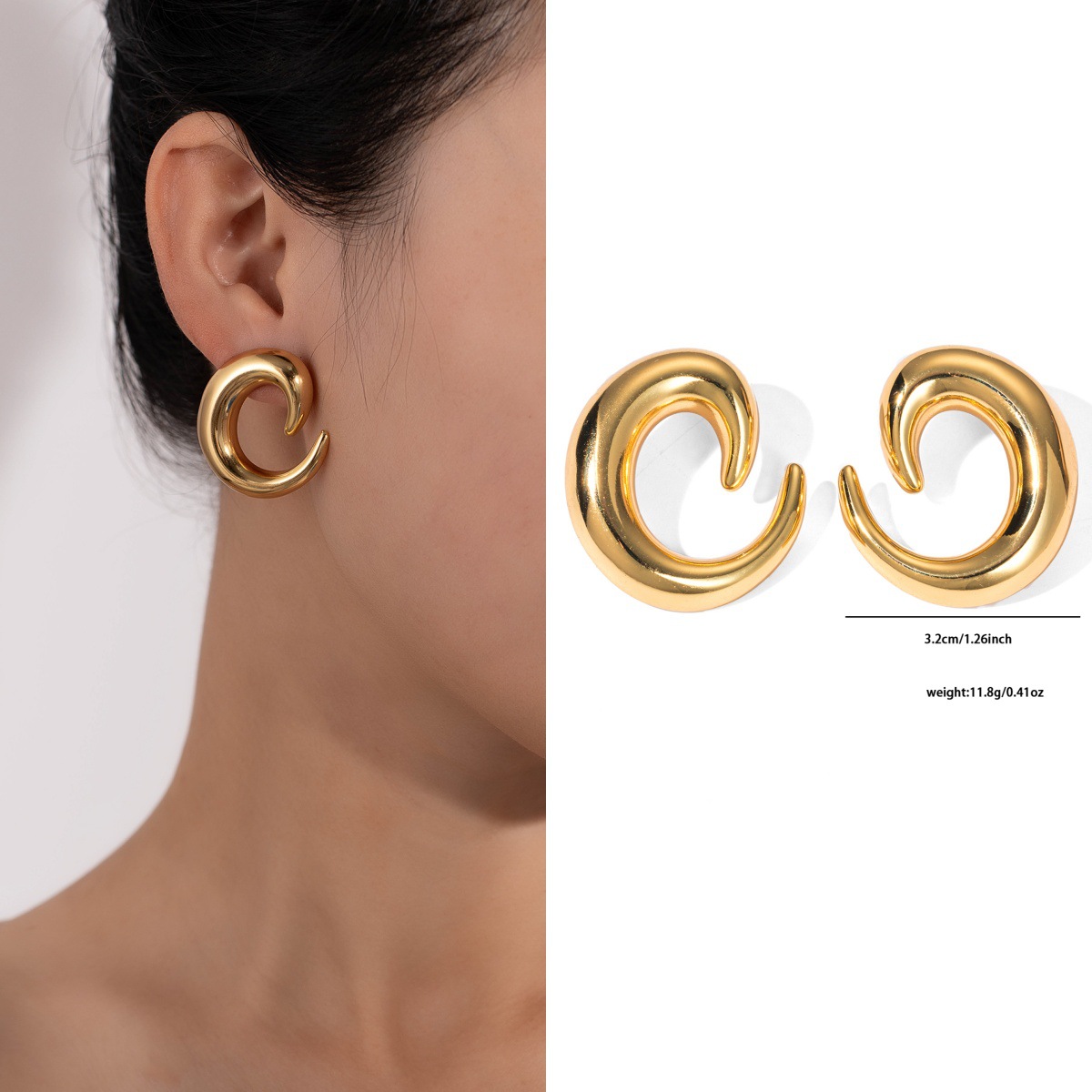 Pendientes de acero de titanio transfronterizos para mujer, lujo ligero, sentido de alta gama, temperamento retro de nicho, pendientes que no se desvanece, pendientes de todo fósforo al por mayor