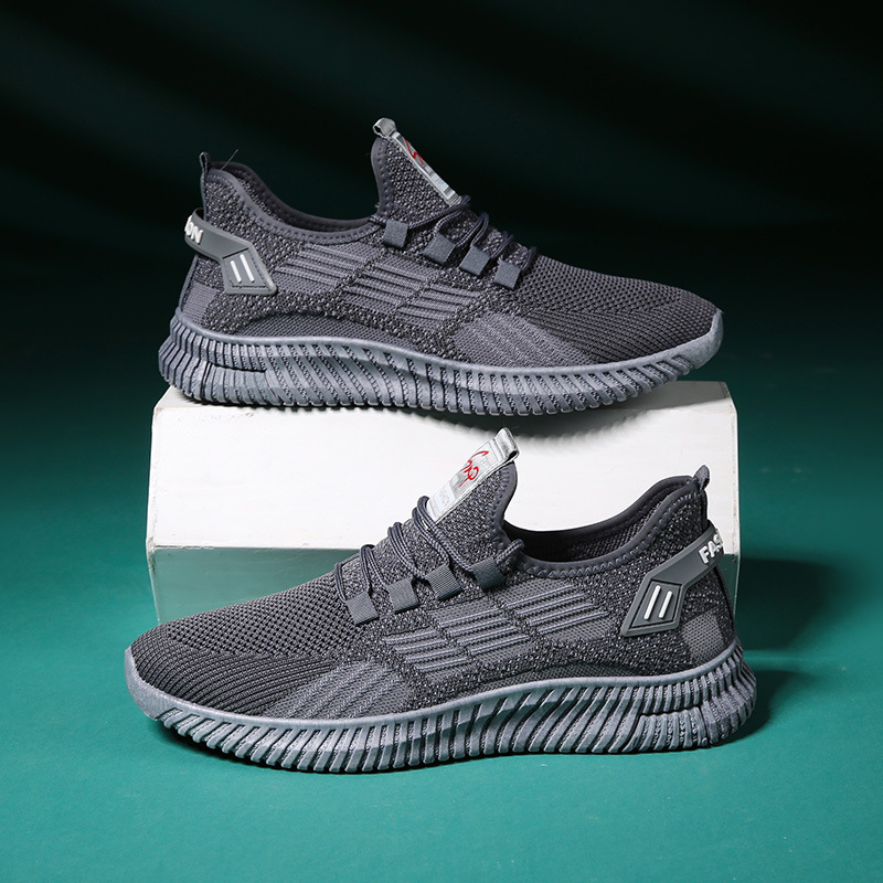 新款运动鞋男时尚休闲鞋老北京布鞋飞织网面学生鞋透气运动慢跑鞋