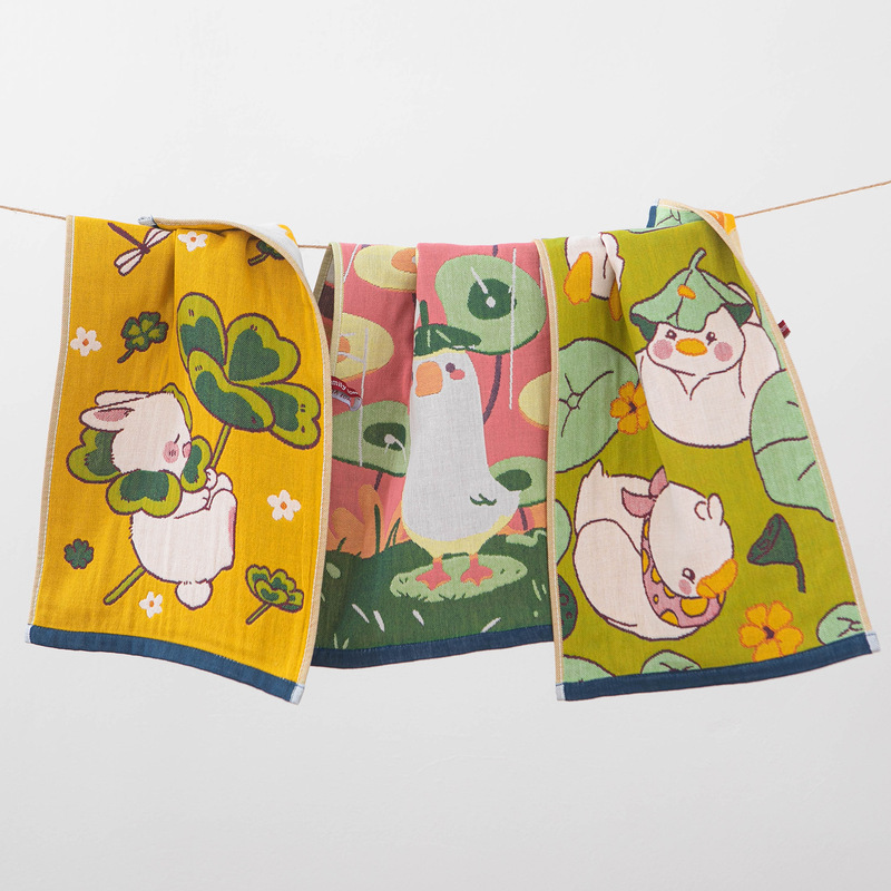 4-Layer Gauze Children's Face Towel, Pure Cotton, Household A-Grade, All-Cotton, Soft for Wiping Face and Bathing, Kindergarten Baby Towel